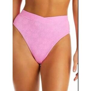 Jessica Simpson Sweet Daisy High Waisted Bikini Bottoms Lip Gloss Pink Sz‎ M NWT
